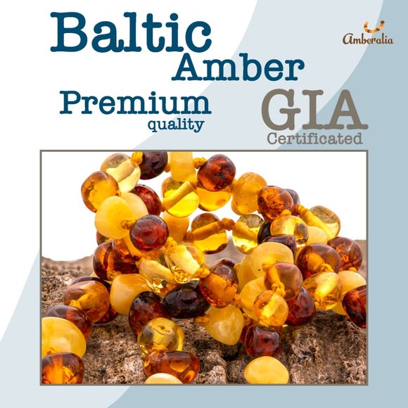 - Amberalia ADULT Baltic Amber Necklace - Polish Multicolor -17.7" (45cm) - Picture 11 of 12